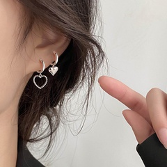 Korean asymmetric earrings 2021 new ear buckle heart earrings