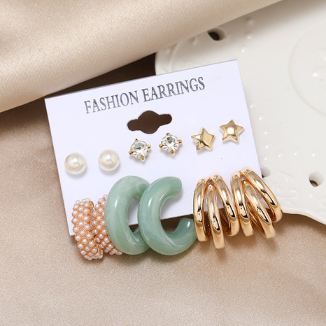 new creative jewelry geometric earrings zircon pearl earrings set's discount tags