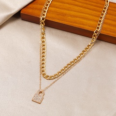 Cross-border thick chain lock inlaid rhinestone necklace