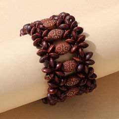 Bracelet coréen de style ethnique en bois sculpté créatif rétro