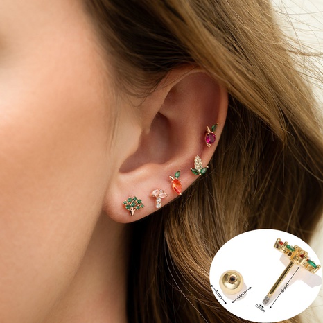 Pastoral style vegetable series ear bone screw piercing studs's discount tags