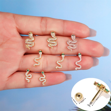 Classic retro snake-shaped ear bone studs screw piercing earrings's discount tags