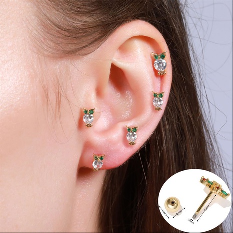 owl piral piercing lock ball creative small animal earrings ear bone studss's discount tags