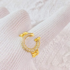 retro big letter 18K real gold plated diamond ring