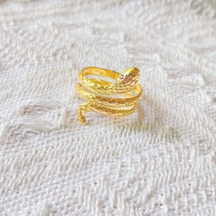 fashion 18k real gold plated geometric winding snake-shaped copper opening ring