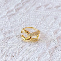 European and American 18k gold diamond geometric copper ring