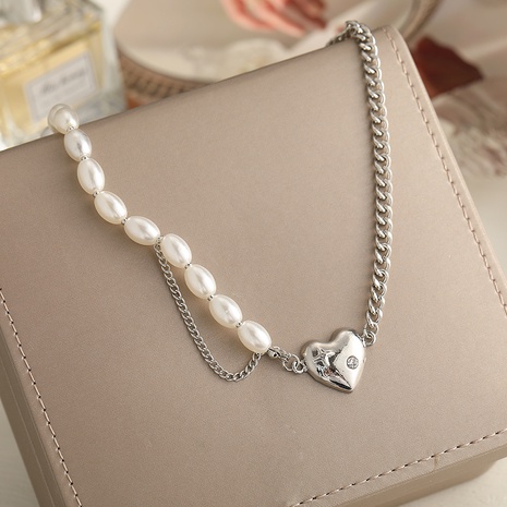 neue Retro-Perle mit einfachen Nähten Perlenkette Herz-Anhänger-Halskette's discount tags
