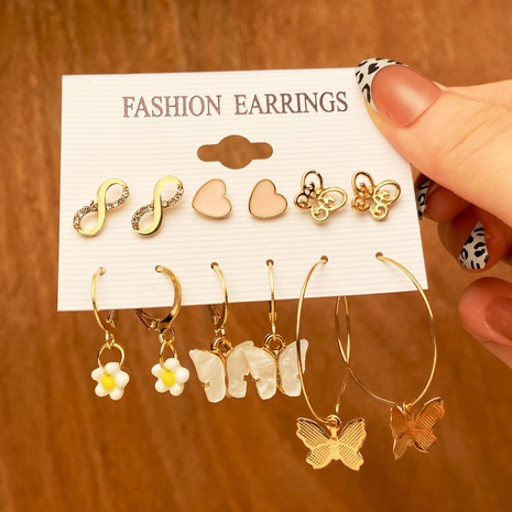 new butterfly earrings set 6 pairs creative butterfly earrings heart earrings  NHPJ521911's discount tags