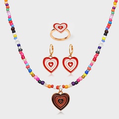 new jewelry wholesale drop nectarine heart necklace earrings ring jewelry set four-piece set