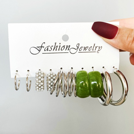 earrings set 5 pairs of creative simple acrylic earrings pearl earrings's discount tags