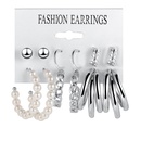 new creative retro pearl earrings circle chain earrings 6 setspicture10