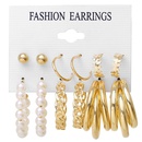 new creative retro pearl earrings circle chain earrings 6 setspicture13