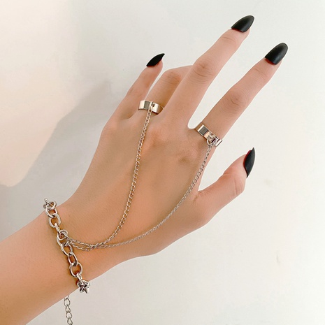 neue Legierung Finger Armbänder Persönlichkeit Mode Doppel Ring Finger Armband Schmuck Großhandel's discount tags