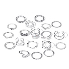 alloy pearl diamond twist  ring set 19-piece set wholesale
