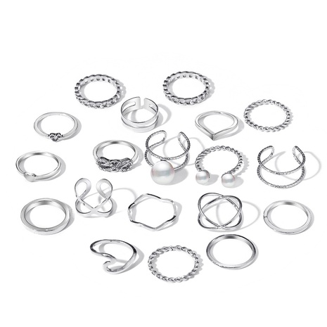 Legierung Perle Diamant Twist Ring Set 19-teiliges Set Großhandel's discount tags