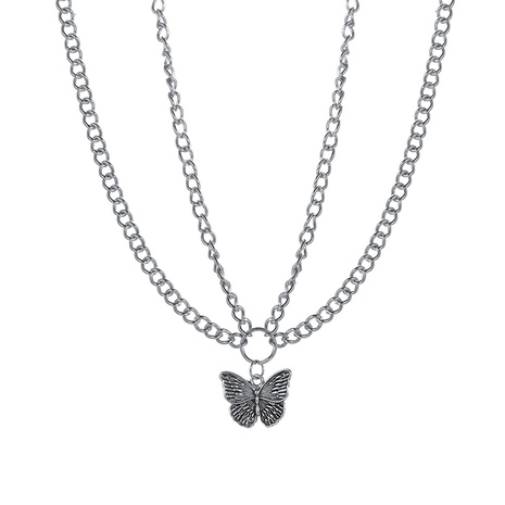 retro creative simple double clavicle chain new butterfly pendant necklace's discount tags
