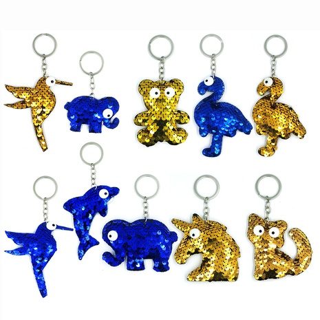 reflective fish scale sequin keychain creative cartoon golden animal bag pendant's discount tags