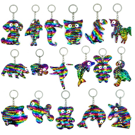 reflective fish scale sequin keychain creative colorful cartoon animal bag pendant's discount tags