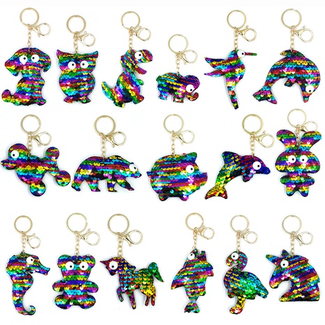 cartoon animal creative color ornaments reflective fish scale sequin keychain's discount tags