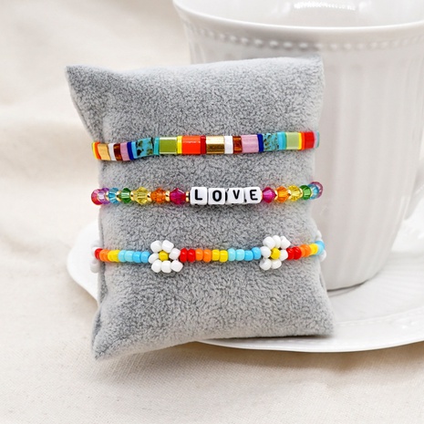 bohemian tila beads crystal beads rainbow daisy stacking bracelet's discount tags