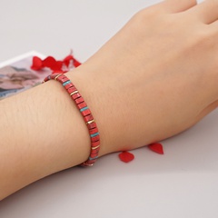 rainbow bohemia wild gallstone red beaded stacking bracelet