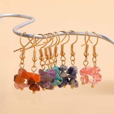 Natural crystal gravel earrings simple style amethyst earrings wholesale's discount tags