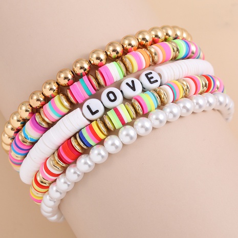 Ensemble de 5 bracelets ethniques bohème coloré poterie douce amour rétro's discount tags
