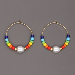 new style bohemian rainbow glass beads imitation pearl handmade beaded earrings
