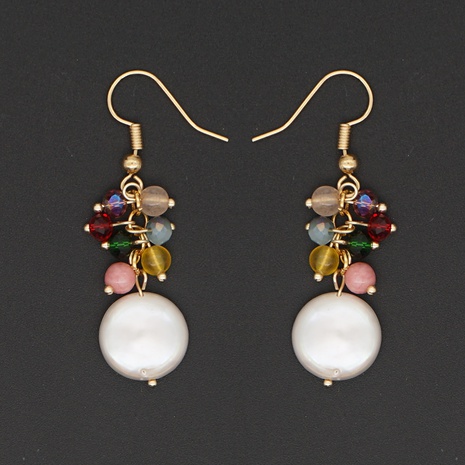 bohemian style color crystal special-shaped pearl handmade beaded long earrings's discount tags