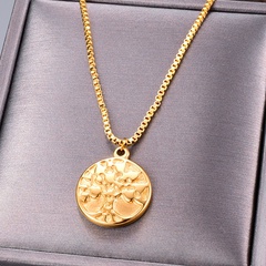 fashion gold thick necklace simple cute big tree pendant clavicle chain