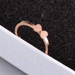 new style rose gold fine double heart titanium steel ring