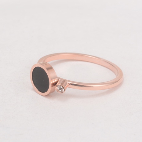 simple black disc round diamond titanium steel ring wholesale's discount tags