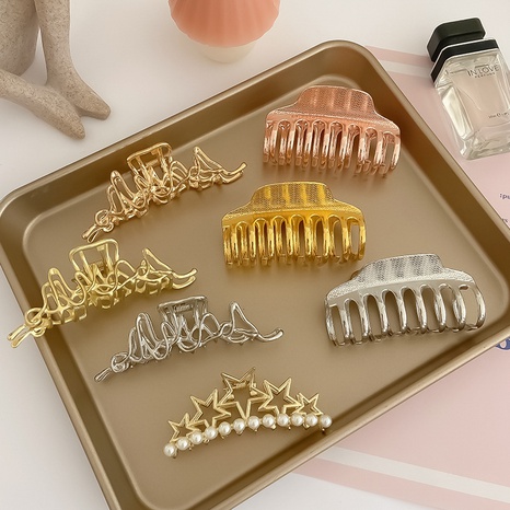 new irregular metal hairpin back head plate hair clip shark clip hair accessories's discount tags