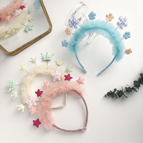 cute children's hair band star net yarn crown headband's discount tags