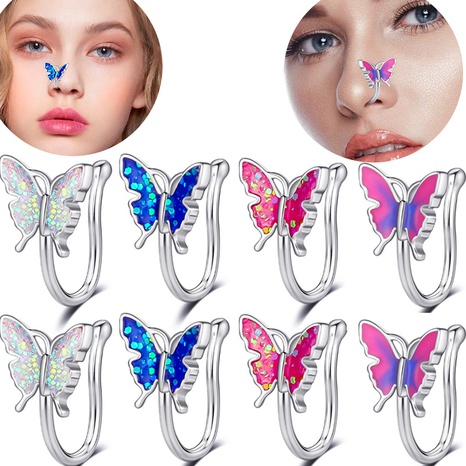 new dripping butterfly nose clip fake nose ring perforation-free piercing jewelry's discount tags