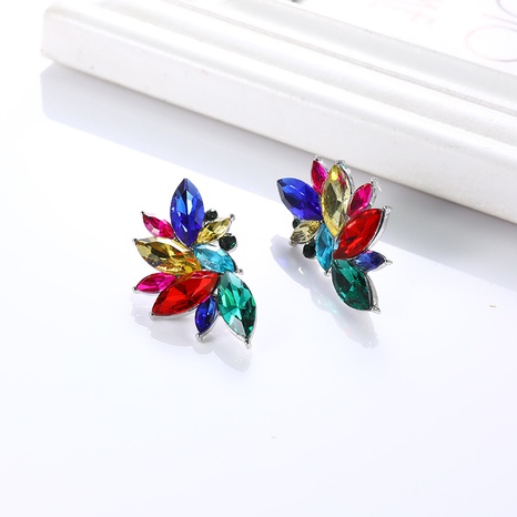 European and American fashion geometric flower alloy diamond earrings female wholesale's discount tags