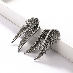 unique creative design bird wings shape alloy diamond earrings