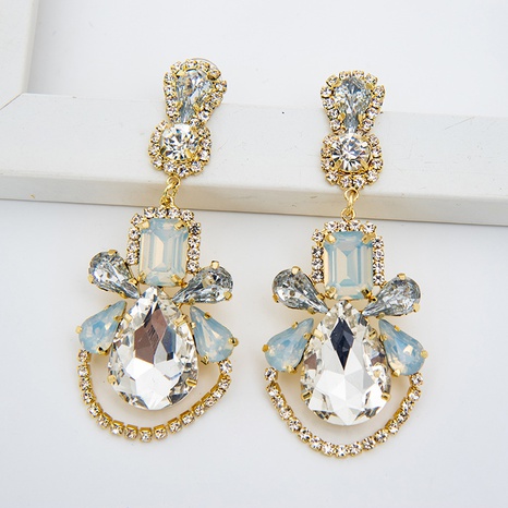 exaggerated temperament water drop alloy color diamond earrings's discount tags