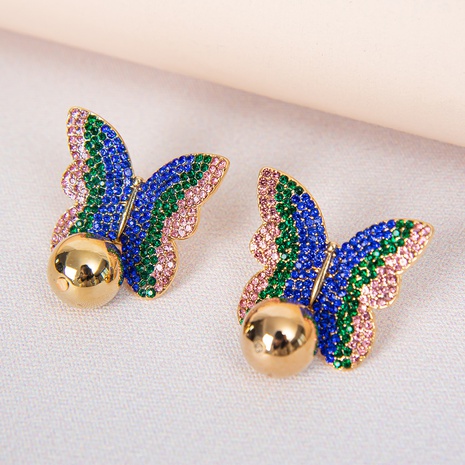 full diamond butterfly creative alloy diamond temperament simple earrings's discount tags