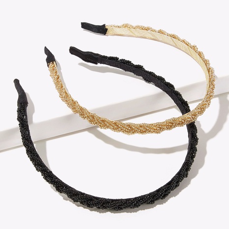 Beaded twisted twist braided rice beads beaded crystal headband's discount tags