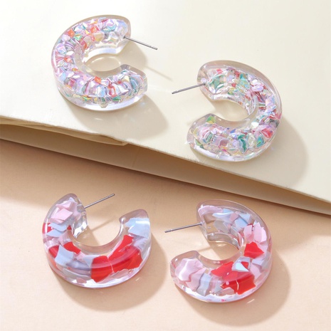Korea's style C-shaped transparent earrings creative earrings's discount tags