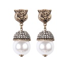 European and American rhinestone pearl earrings retro personality animal earringspicture8