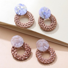 retro exaggerated hollow hand-woven ethnic rattan earrings