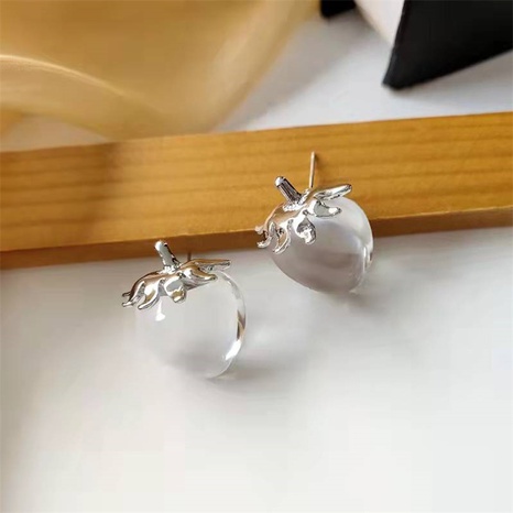Korea cute transparent glass earrings fashion fruit strawberry small earrings's discount tags