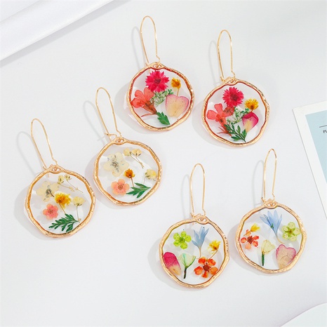 Retro Trend Transparent Resin Natural Dried Flower Earrings Flower Ear Hook's discount tags