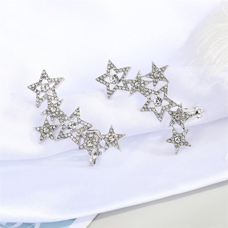 retro hollow rhinestone five-pointed star long earrings's discount tags