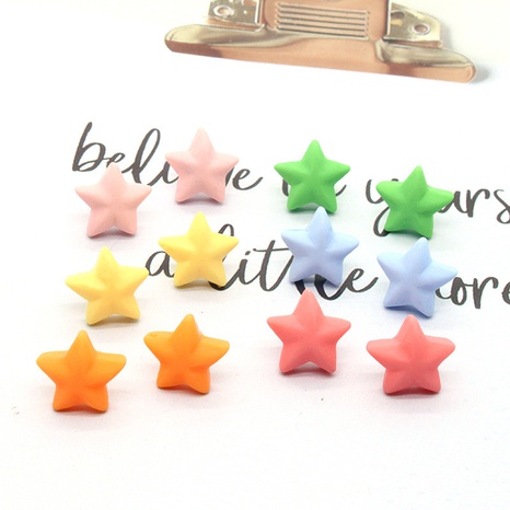 Korean cute resin fruit color star earrings three-dimensional five-pointed star earrings's discount tags