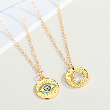 retro devil's eye pendant round inlaid rhinestone water drop clavicle chain's discount tags