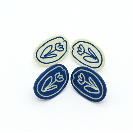 hand-painted flower earrings irregular geometric oval earrings's discount tags
