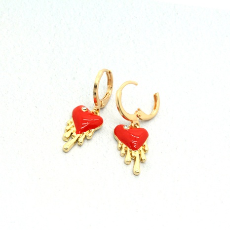 trend punk zircon drop heart-shaped metal drop oil red love ear ring's discount tags